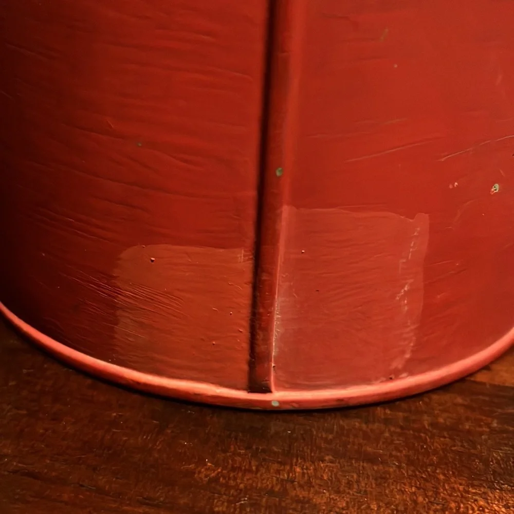 Vintage Painted Kreamer 2 Tin Canister with Hinged Latched Lid